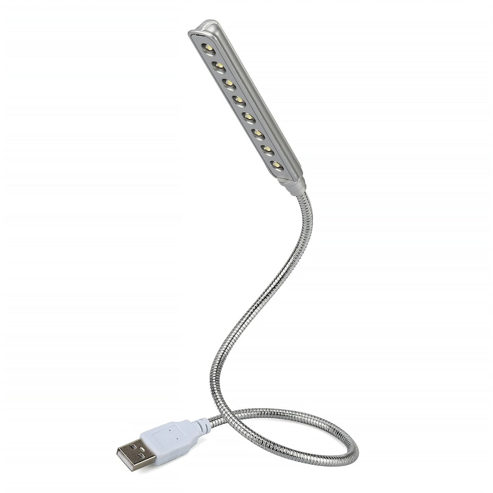 image 1 of USB Powered LED Lamp Light with Flexible Gooseneck For Keyboard, Desk, or Reading - Daffodil ULT05 | Silver