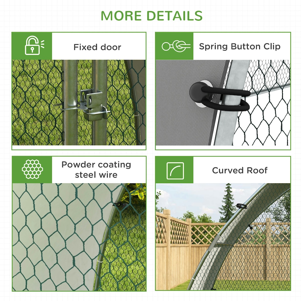 image 1 of PawHut Walk-In Chicken Run with Cover, for 4-6 Chickens, 3 x 1.9 x 2.2m