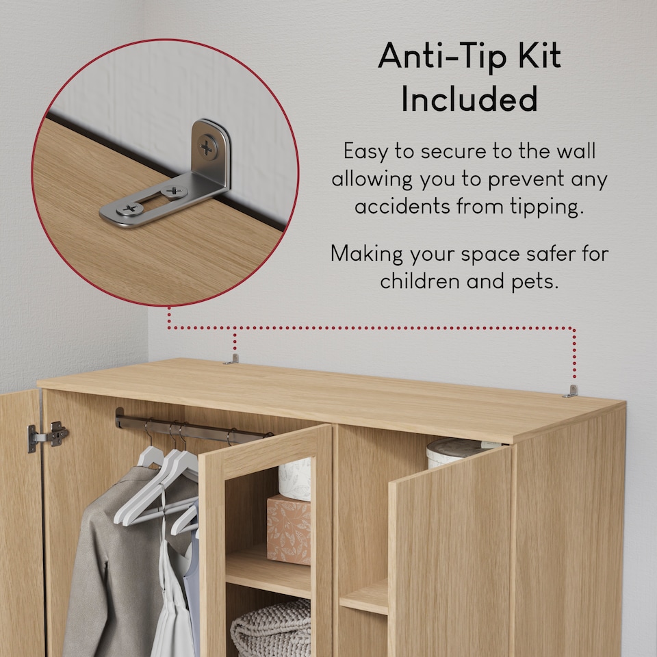 image 1 of Vida Designs Riano 3 Door 2 Drawer Mirrored Wardrobe With Shelf & Clothes Rail, Pine
