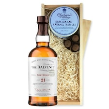 Balvenie 21 Year Old PortWood Finish Whisky And Dark Sea Salt Charbonnel Chocolates Box 70cl 40% abv