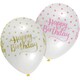 image 2 of Creative Party Latex Happy Birthday Balloon (Pack of 6) - White/Gold - One Size