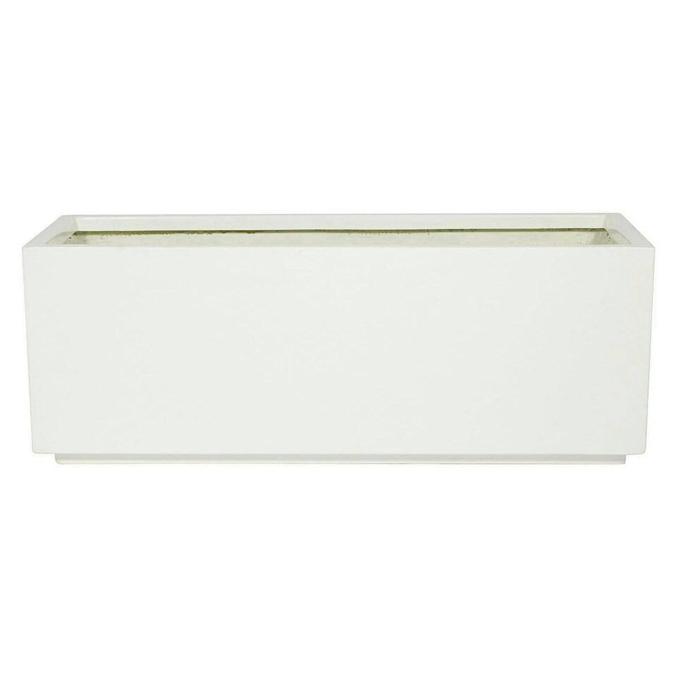 image 1 of Primrose White Gloss Fibreglass Garden Indoor Outdoor Trough Planter 120cm