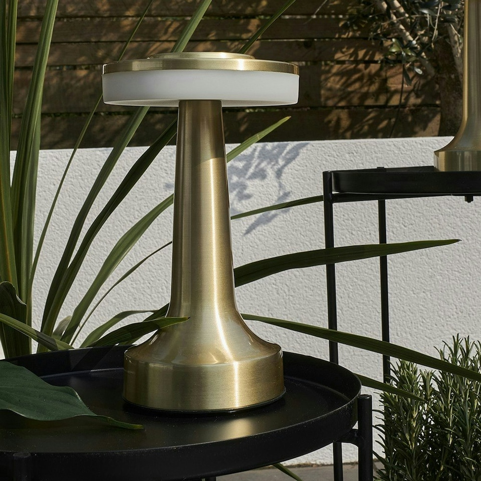 image 1 of ValueLights Talence Brass Outdoor Table Lamp Touch On/Off Dimmable
