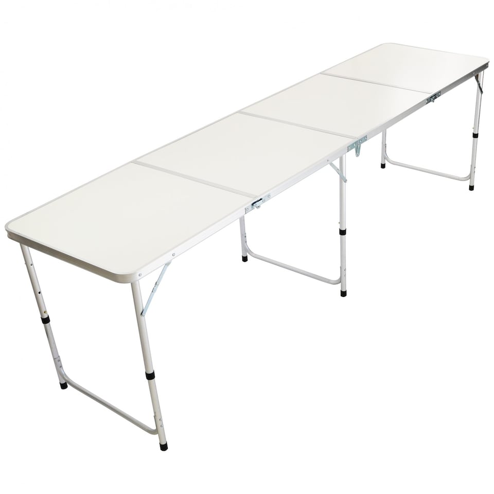 image 1 of 8ft Folding Outdoor Camping Kitchen Extending Work Top Table | White