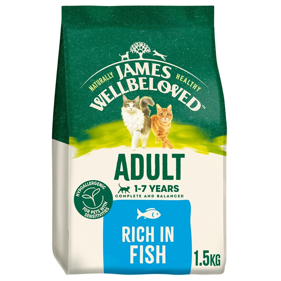 image 1 of James Wellbeloved 1-7 Years Adult Complete & Balanced Dry Cat Food Fish 1.5kg