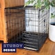 image 8 of DogCrates+ 36-Inch Large Dog Crate with Twin Doors, Foldable Non-Chew Metal Frame & Removable Tray – Black Black | L