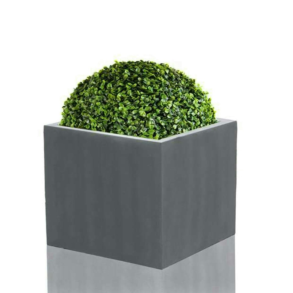 image 1 of Primrose XL Grey Polystone Cube Planter with Drainage Hole and Bung 52cm