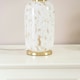 image 1 of ValueLights India Natural Drum Shade on Rounded White Confetti Glass Table Lamp with LED Bulb
