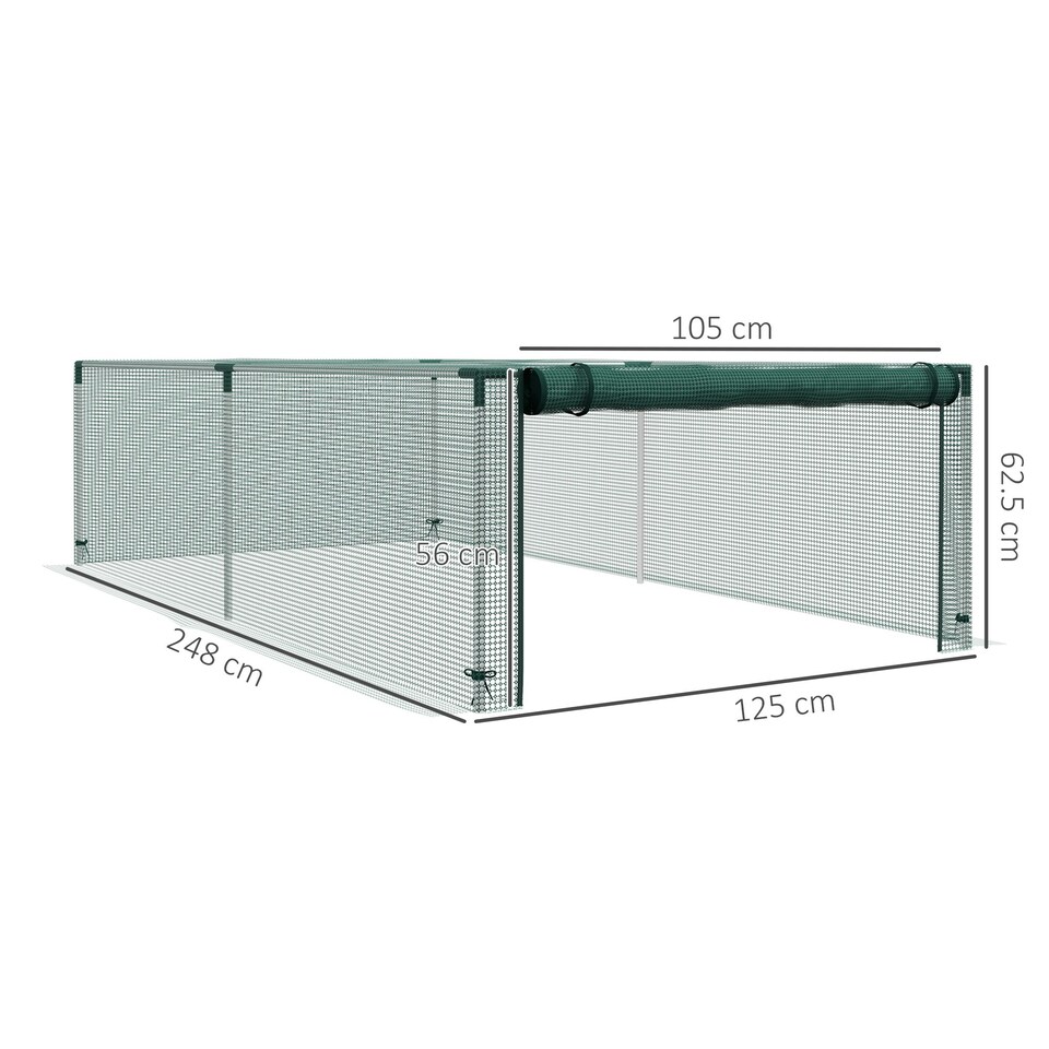 image 1 of Outsunny 8'x4' Crop Cage, Zipped Door, Steel Frame, Green