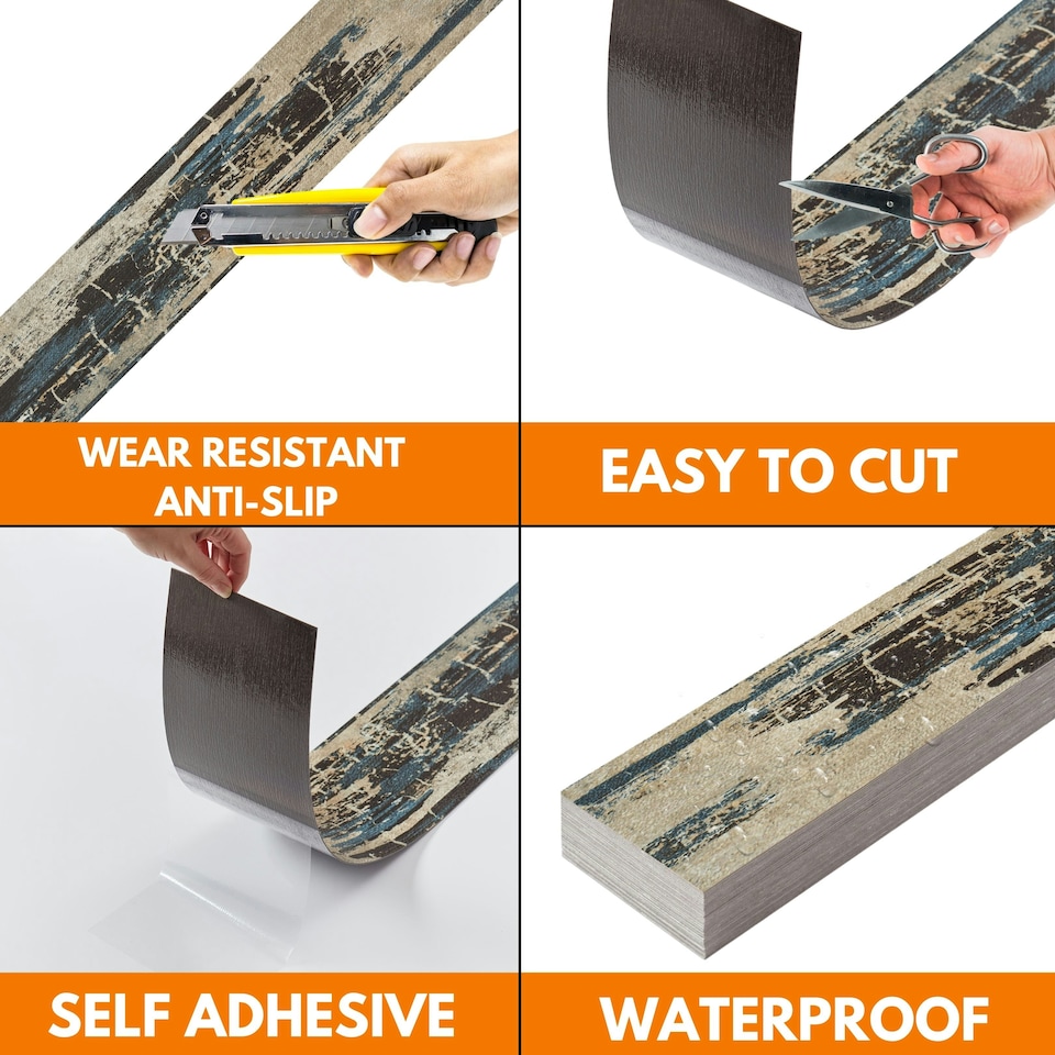 image 1 of NOVECRAFTO Self Adhesive Floor Planks | 36x5.98in (91.4x15.2cm) Each | Peel & Stick Vinyl Flooring | Stormwave Timber Design | Waterproof DIY Tiles | Brown | 0.97 sqm