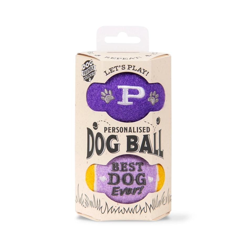 image 1 of Pre-Personalised Dog Ball Gift Pack 2pcs Purple P