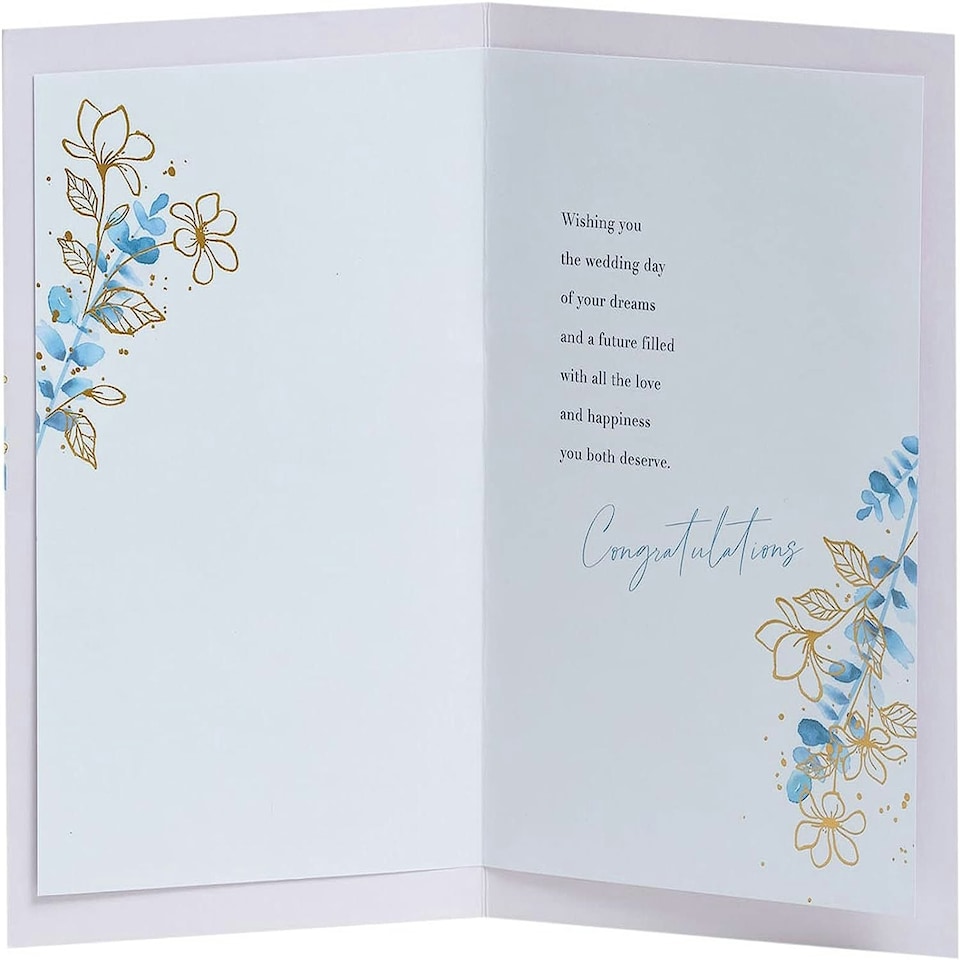 image 1 of Gold Floral Design Wedding Congratulations Card