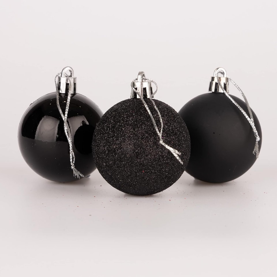 image 1 of 50mm/9Pcs Christmas Baubles Shatterproof Black,Tree Decorations