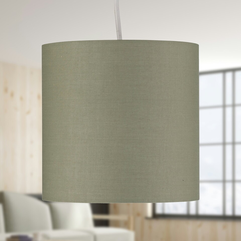 image 1 of Set of 2 Sage Green Textured Cotton 17cm Table Lamp Shades Green