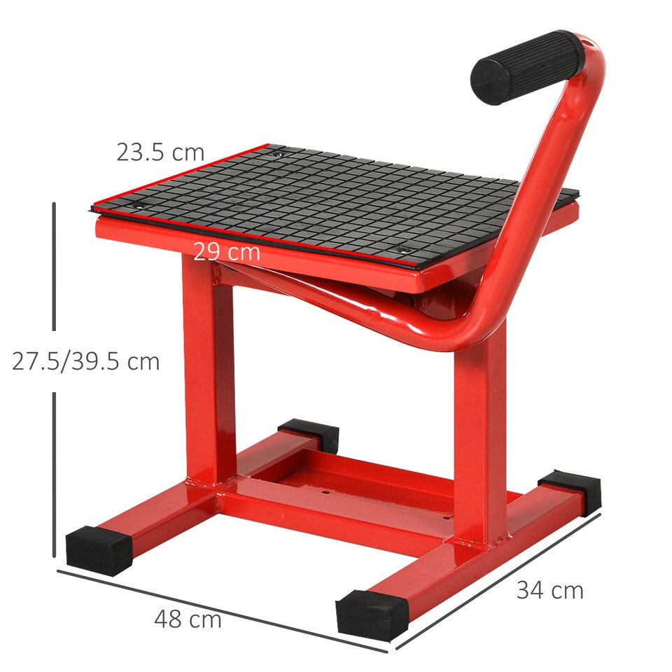 image 1 of DURHAND 150KG Steel Motorcycle Lift Rubber Platform, Crank Lift Manual Repair Clean Hoist Table Assist Off-Road Dirt Bike Stand, 27.5/39.5H cm, Red | Red