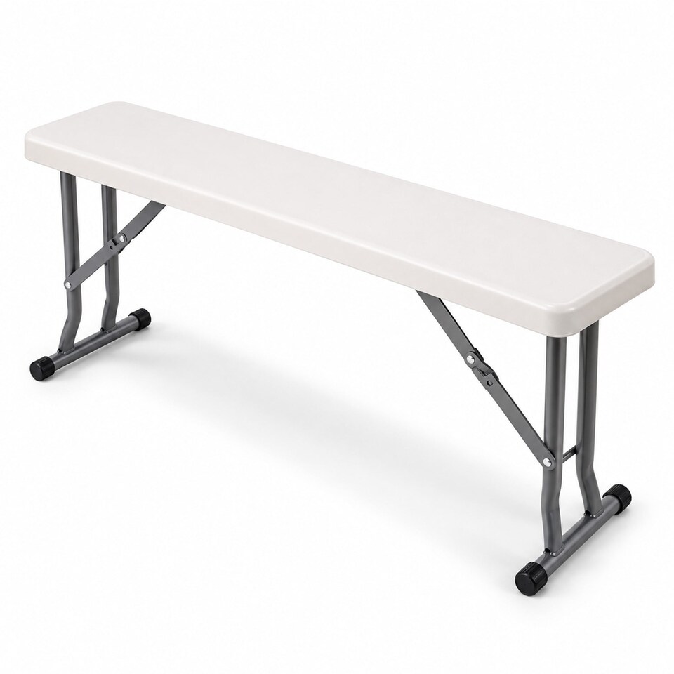 image 1 of 2x 3ft Folding Heavy Duty Outdoor 2 Person Trestle Bench Chair | White