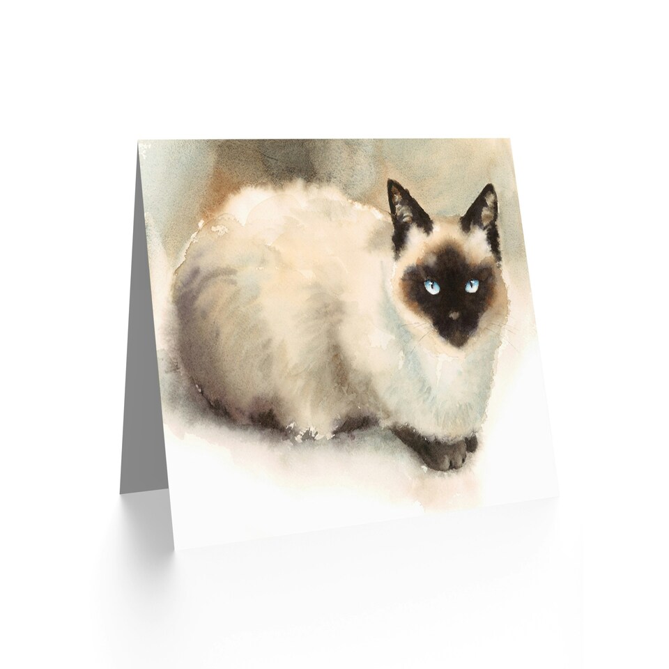 image 1 of Cat Lover Ragdoll Portrait Watercolour Painting Animal Greeting Card