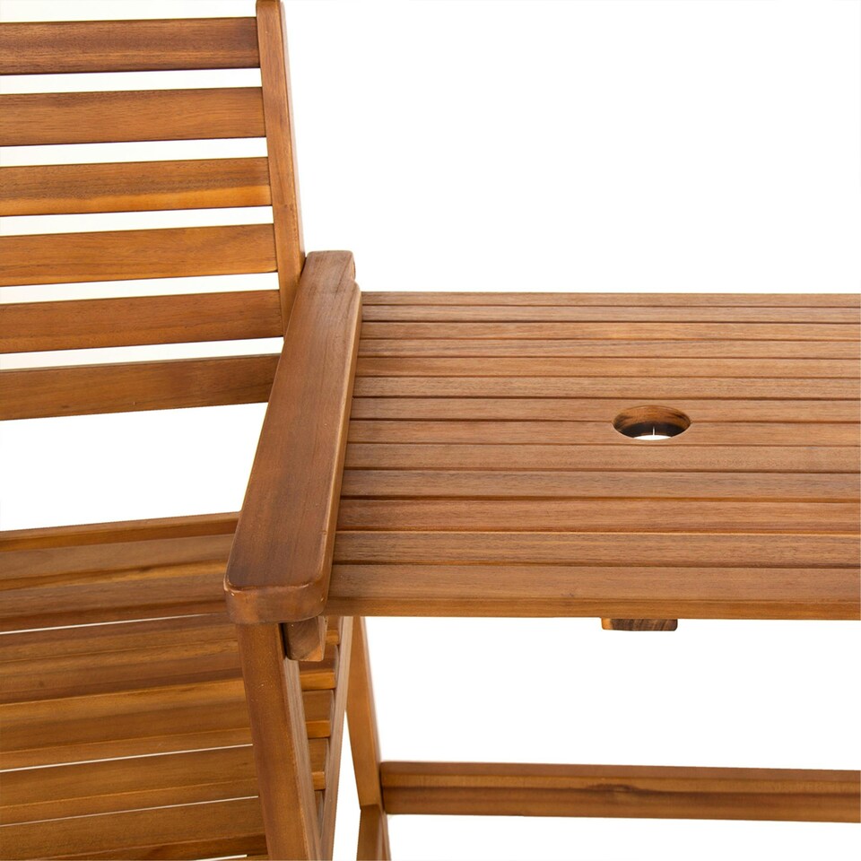 image 1 of Charles Bentley FSC Acacia Wooden Companion Seat with Parasol Hole Shelf