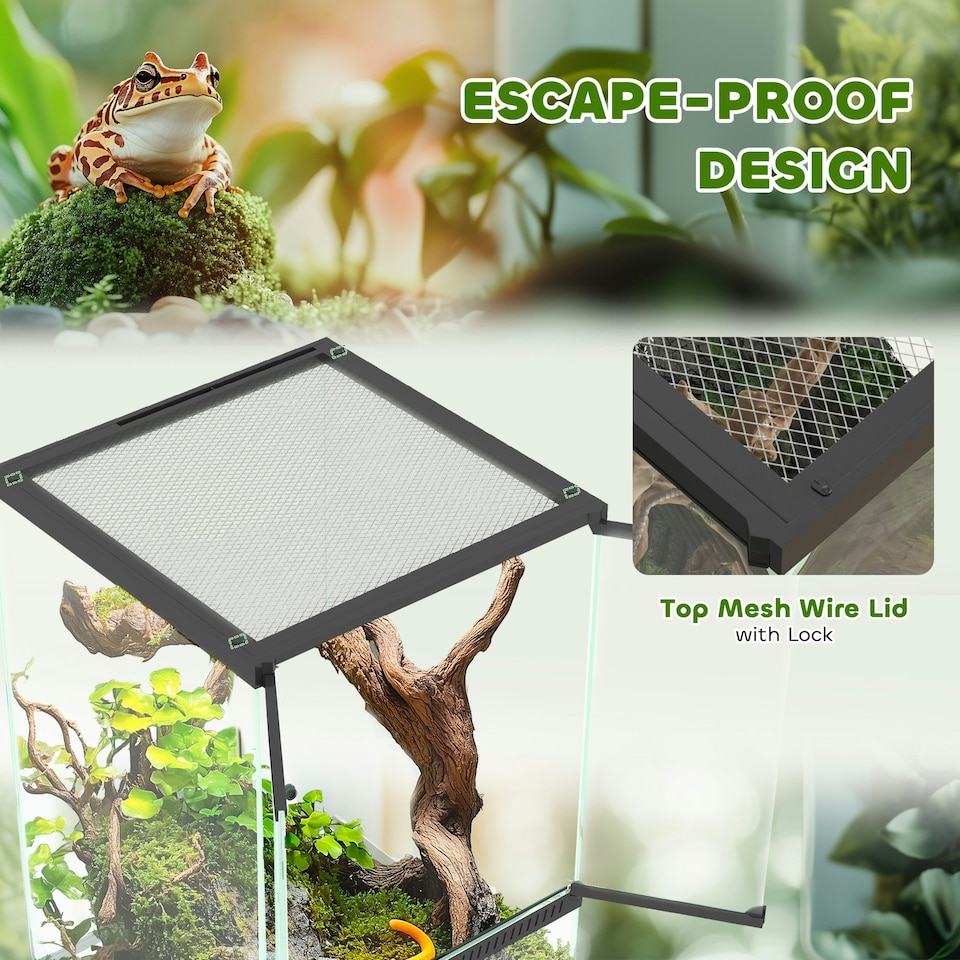 image 1 of PawHut Glass Reptile Terrarium, 40L Vivarium for Lizards, Frogs, Snakes, Turtles