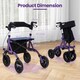 image 5 of COSTWAY Height Adjustable Foldable Rolling Walker with Seat Purple