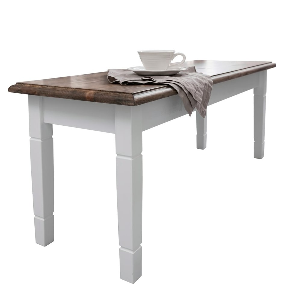 image 1 of Hallway Bench Kitchen Dining Entryway in White and Dark Pine Canterbury 117cm | White | M