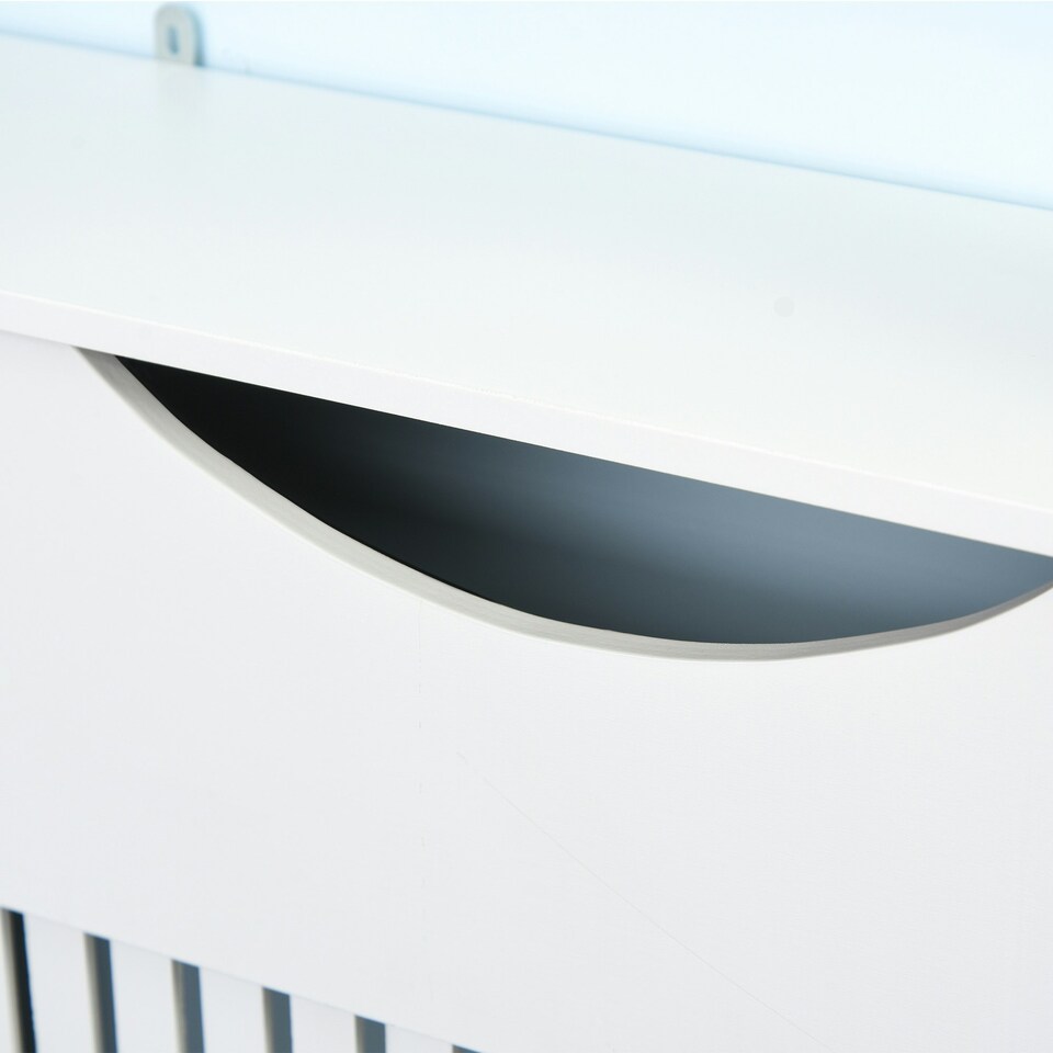 image 1 of HOMCOM Modern Radiator Cover Heater Cabinet Slatted Worktop Painted MDF White