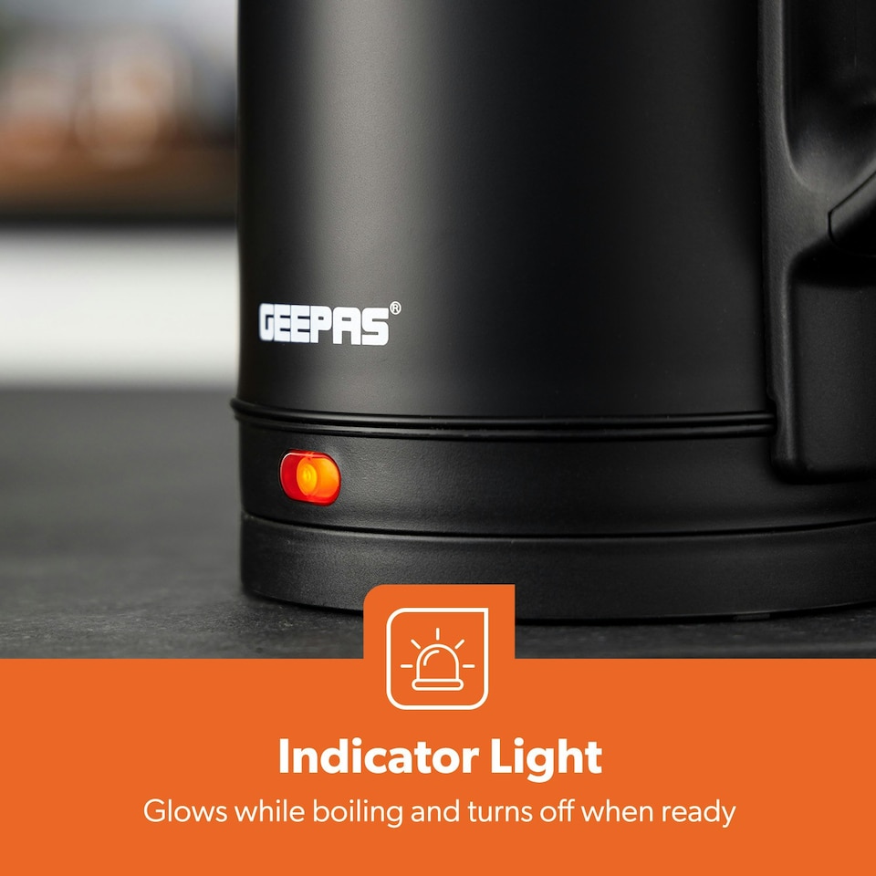 image 1 of GEEPAS Electric Kettle | 1.8L  Stainless Steel, 1800W Matte Black