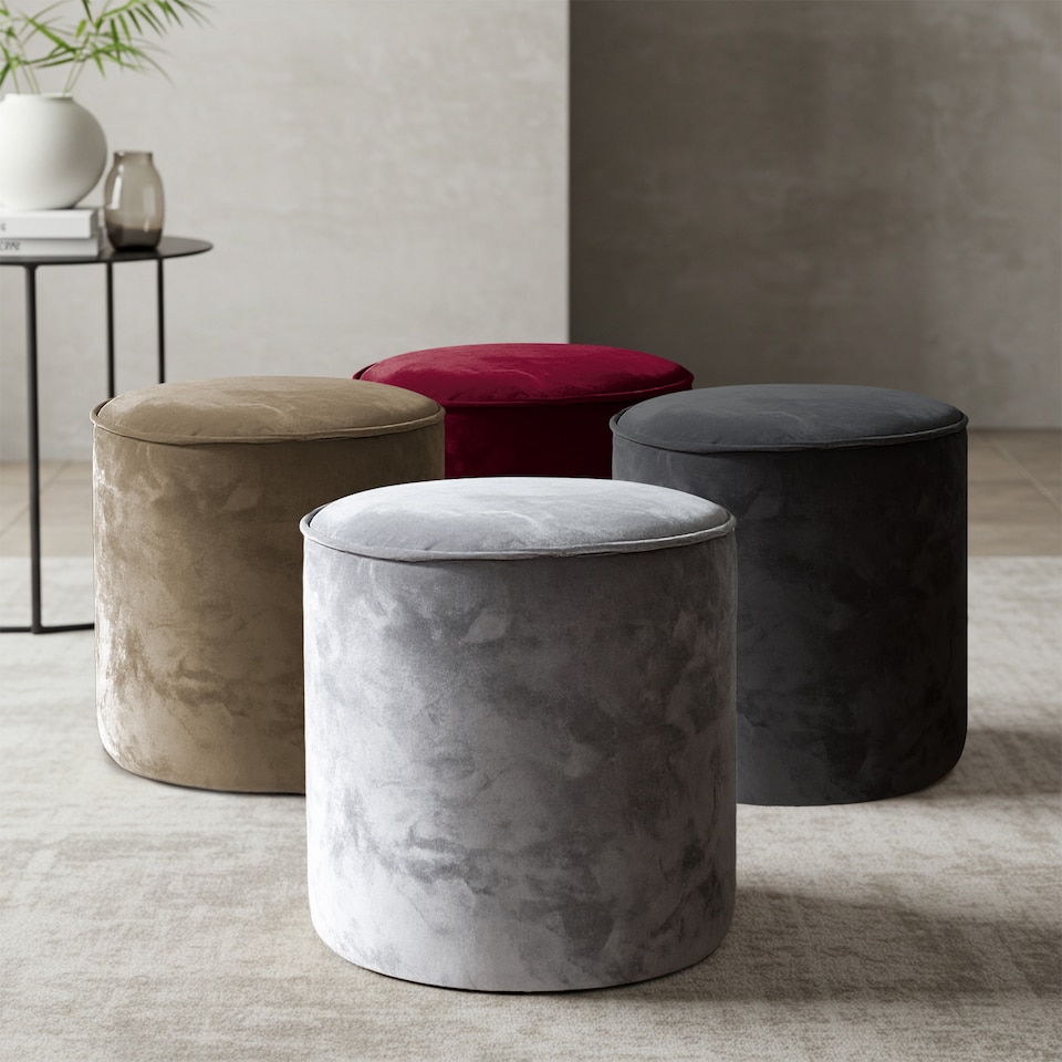 image 1 of Round Shape Velvet Bean Bag Pouffe Foot Rest - 40cm  Mink