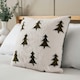 image 2 of BHS Christmas Trees Faux Fur Cushion, Cream and Green Cream | Cream