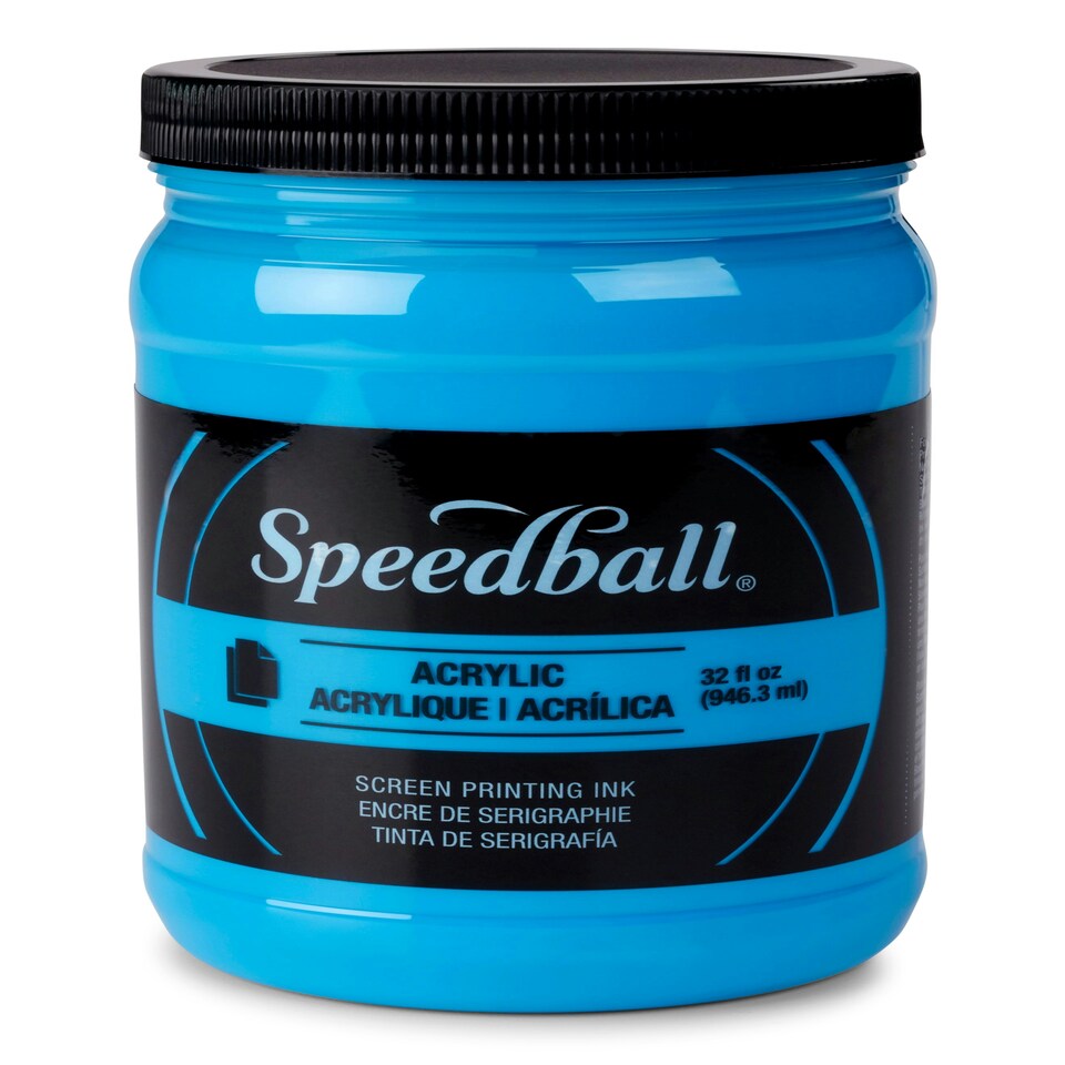 Speedball Fluorescent Acrylic Screen Printing Ink, Fluorescent Blue, 32oz
