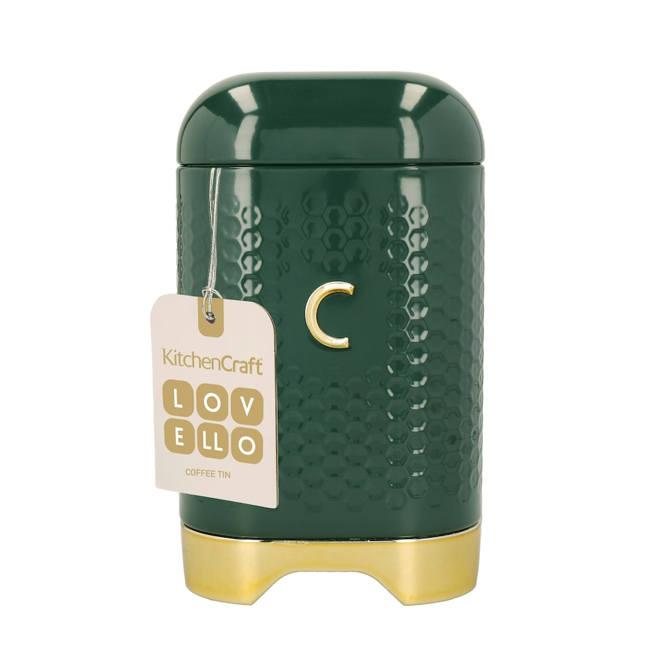 image 1 of Lovello Coffee Canister Green Textured 11x11cm