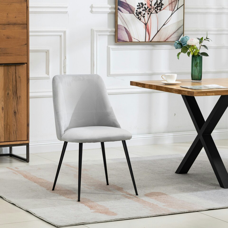 image 1 of Morandi Velvet Dining Chairs - Set of 2 - Silver