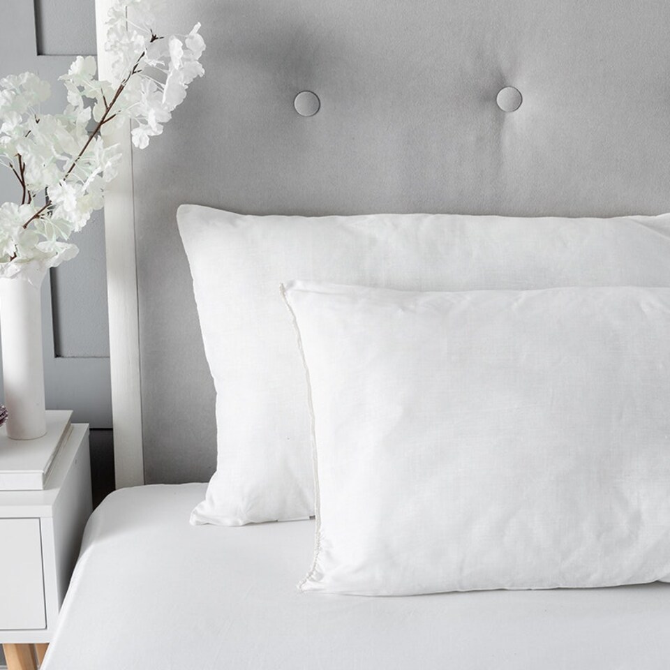 image 1 of Microfibre Soft Pillow Pair Hollowfibre Filling Soft Non Allergenic Cover White