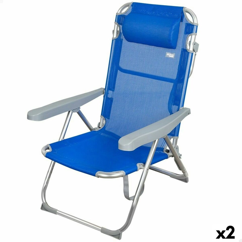 image 1 of Beach Chair Aktive Foldable Blue 48 x 90 x 60 cm (2 Units) N/A