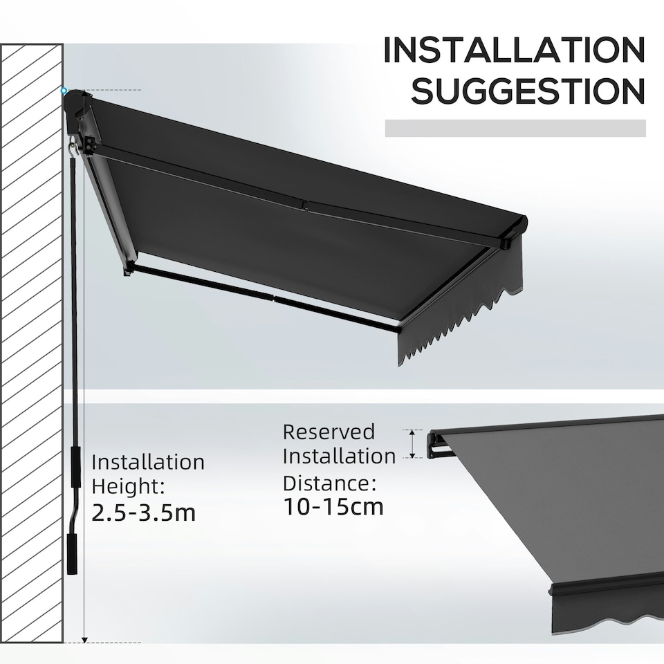 image 1 of Outsunny 3.5 x 2.5m Electric Retractable Awning, Aluminium Frame, Dark Grey
