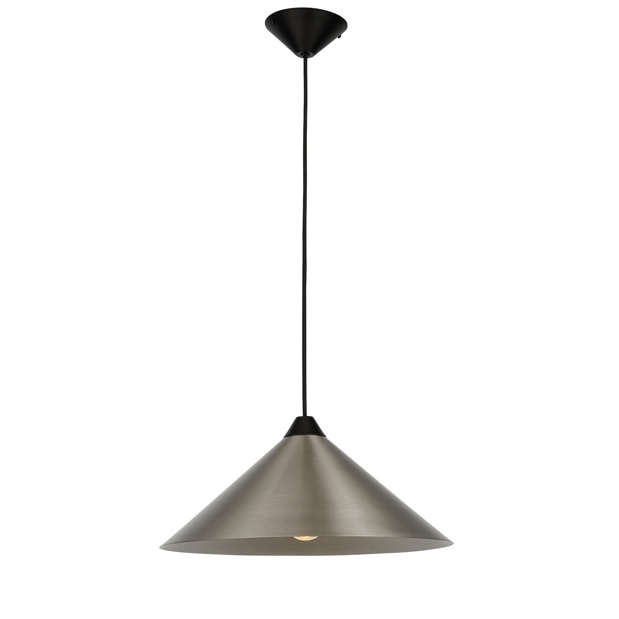 First Choice Lighting Fontana - Brushed Chrome with Black 40cm Diameter Ceiling Pendant in Silver