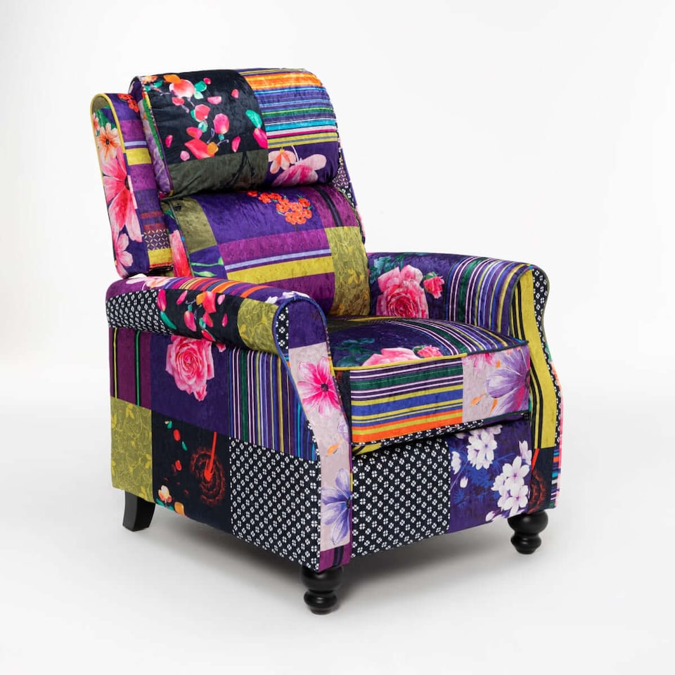 image 1 of Fabric Patchwork Mary Manual Recliner Chair