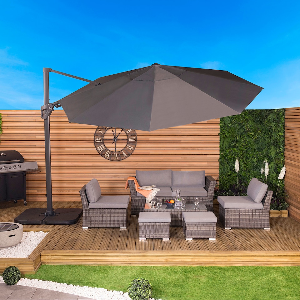 image 1 of Charles Bentley 3.5m Premium Quality Cantilever Umbrella Parasol Grey