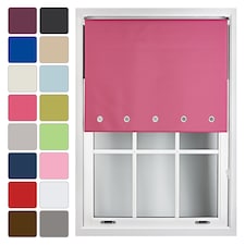 FURNISHED Blackout Roller Blinds with Round Eyelets Cut to Size Easy Fit Window Shade | Pink | Fuchsia | (W) 120cm x (L) 165cm