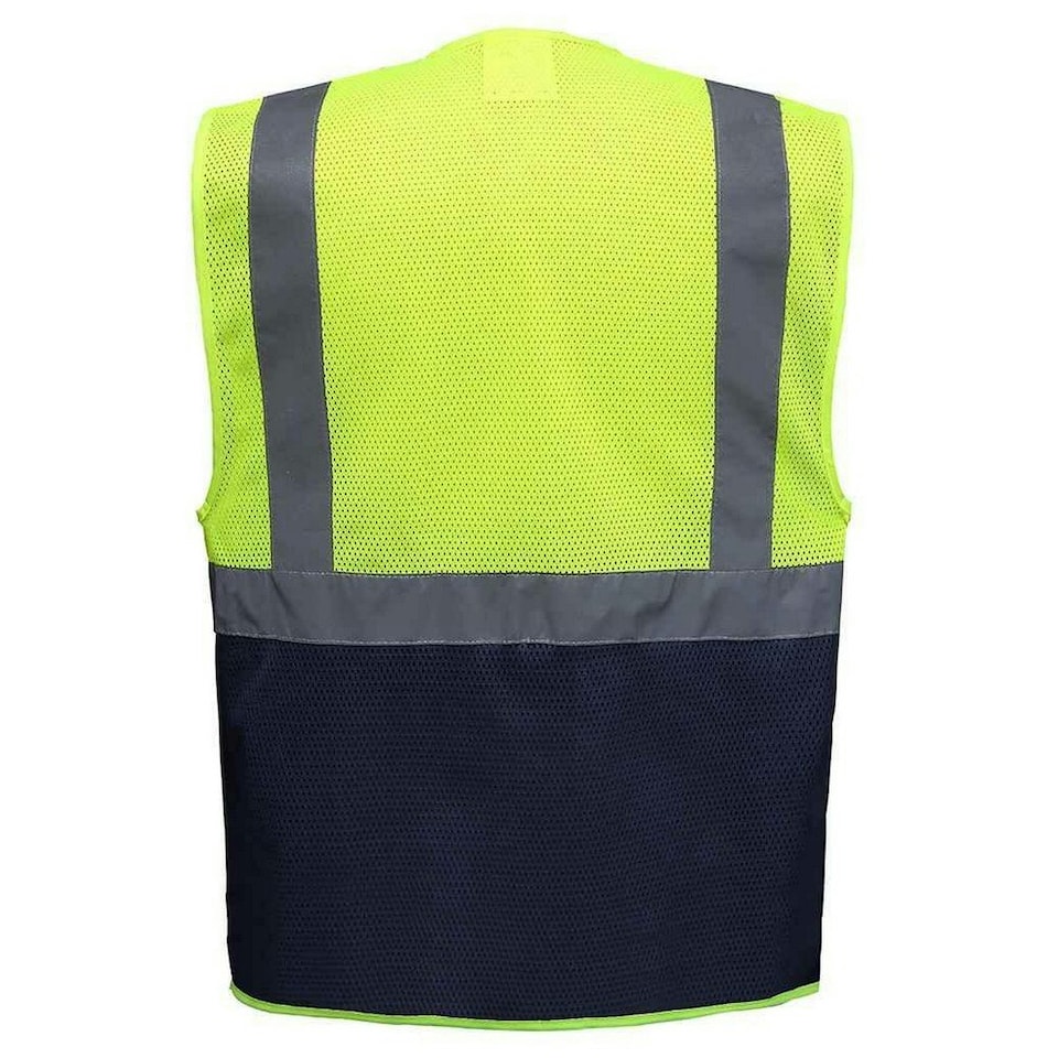 image 1 of Yoko Unisex Adult Hi-Vis Vest - Yellow/Navy - L