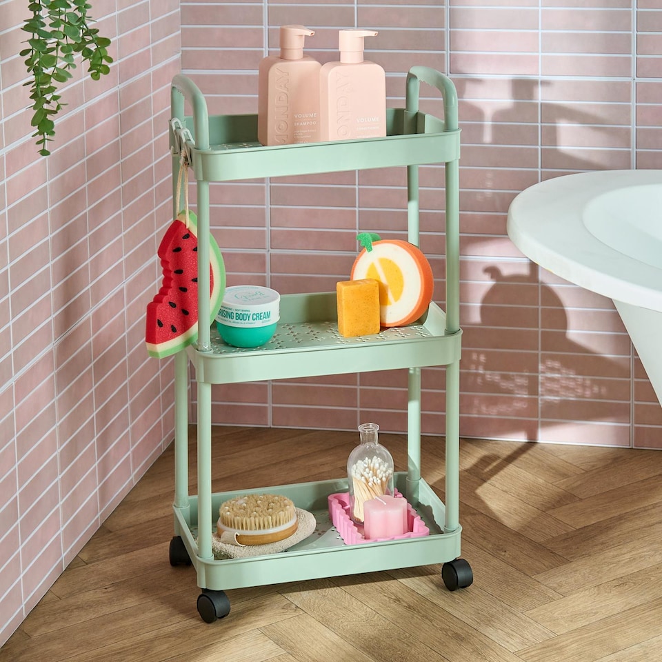 image 1 of OHS 3 Tier Storage Trolley Cart Bathroom Kitchen Rolling Organiser