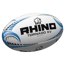 Rhino Tornado XV Rugby Ball - White/Blue/Black - 5