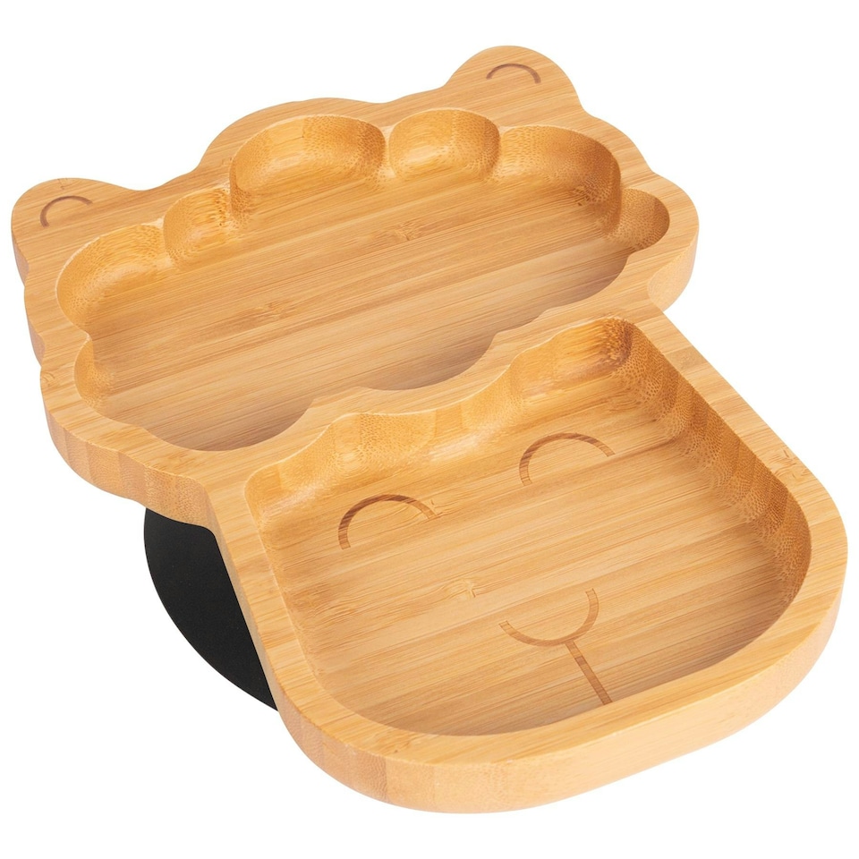 image 1 of Tiny Dining Children's Bamboo Suction Llama Plate - Black Black