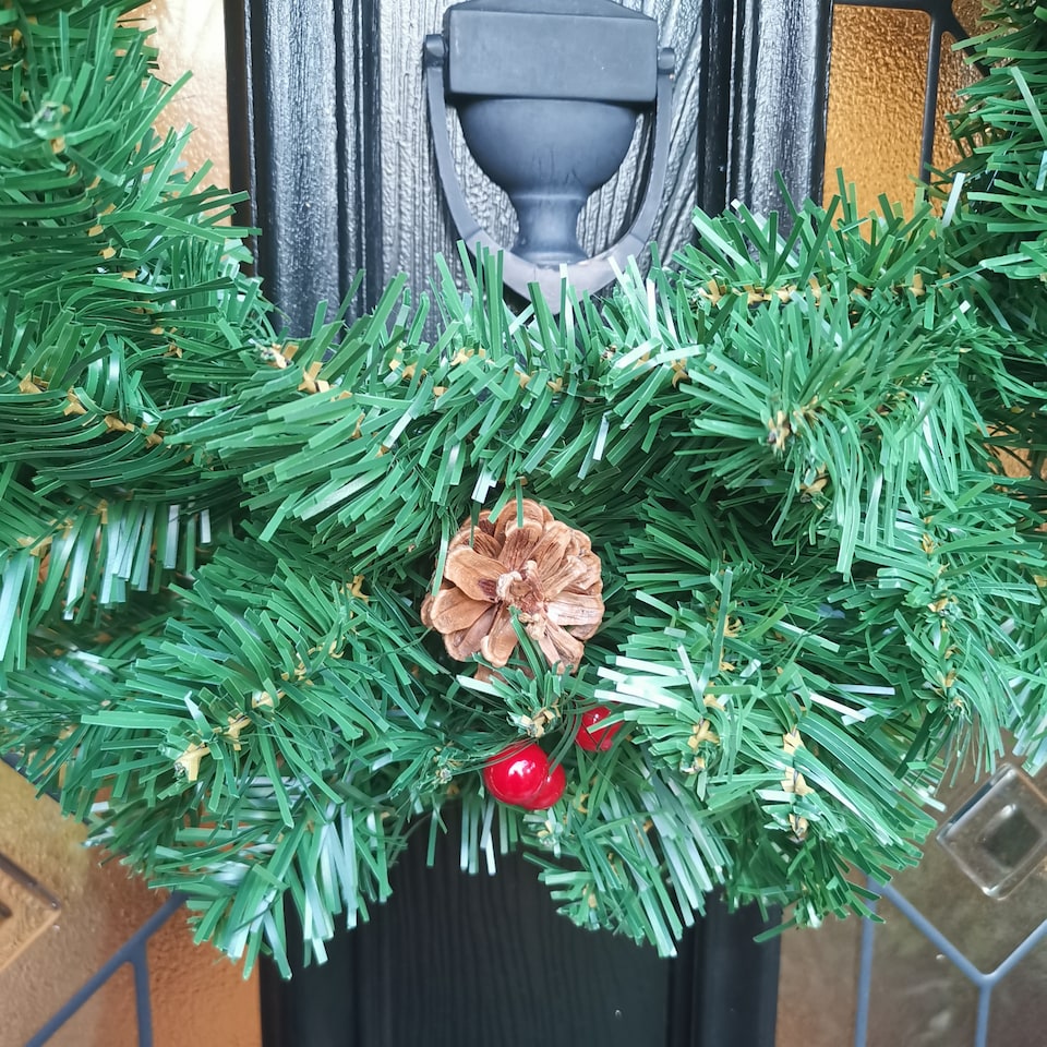 image 1 of 50cm Premier Christmas Wreath With Festive Berry and Cones