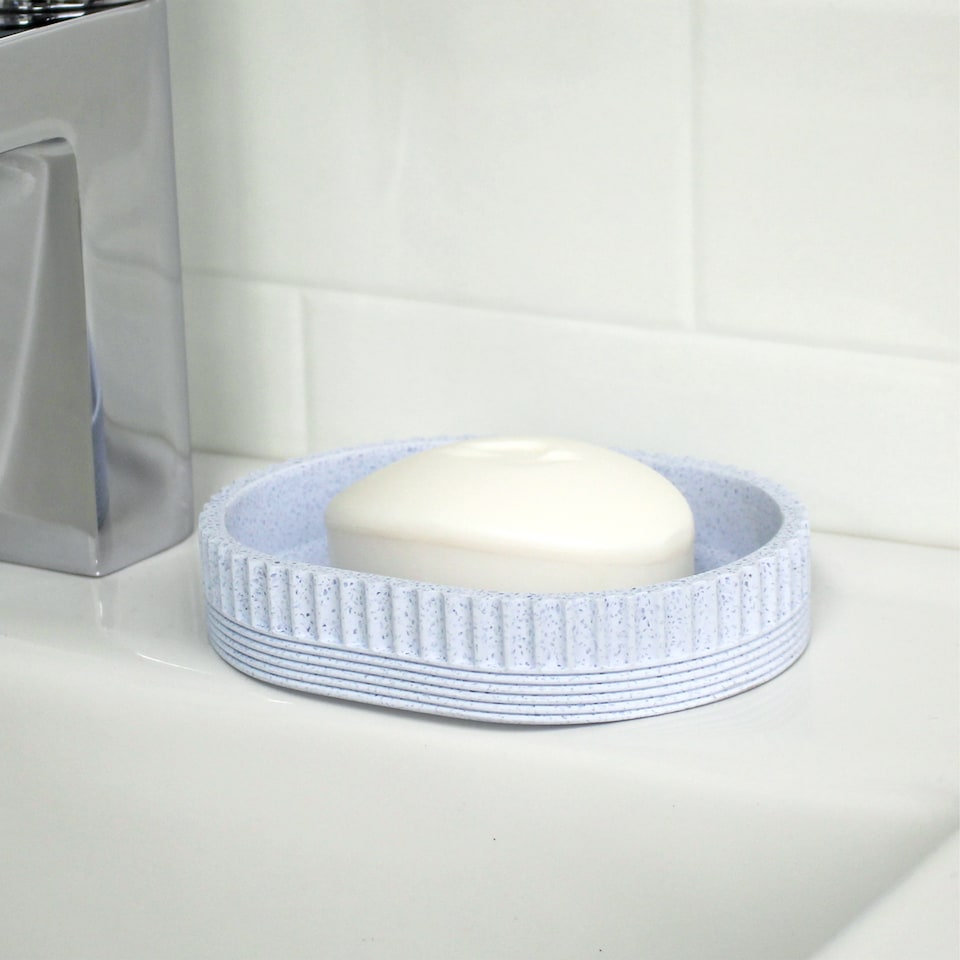 image 1 of Showerdrape Tranquil Pale Blue Sparkle Soap Dish | Blue | 1