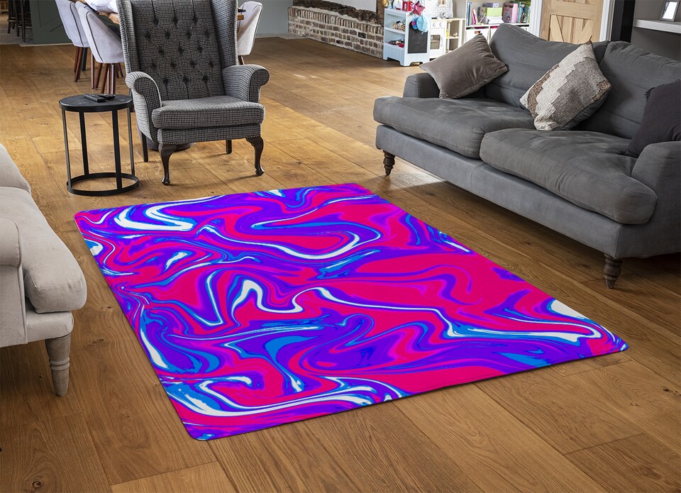 image 1 of Pink & Blue Marble Rug | Multi