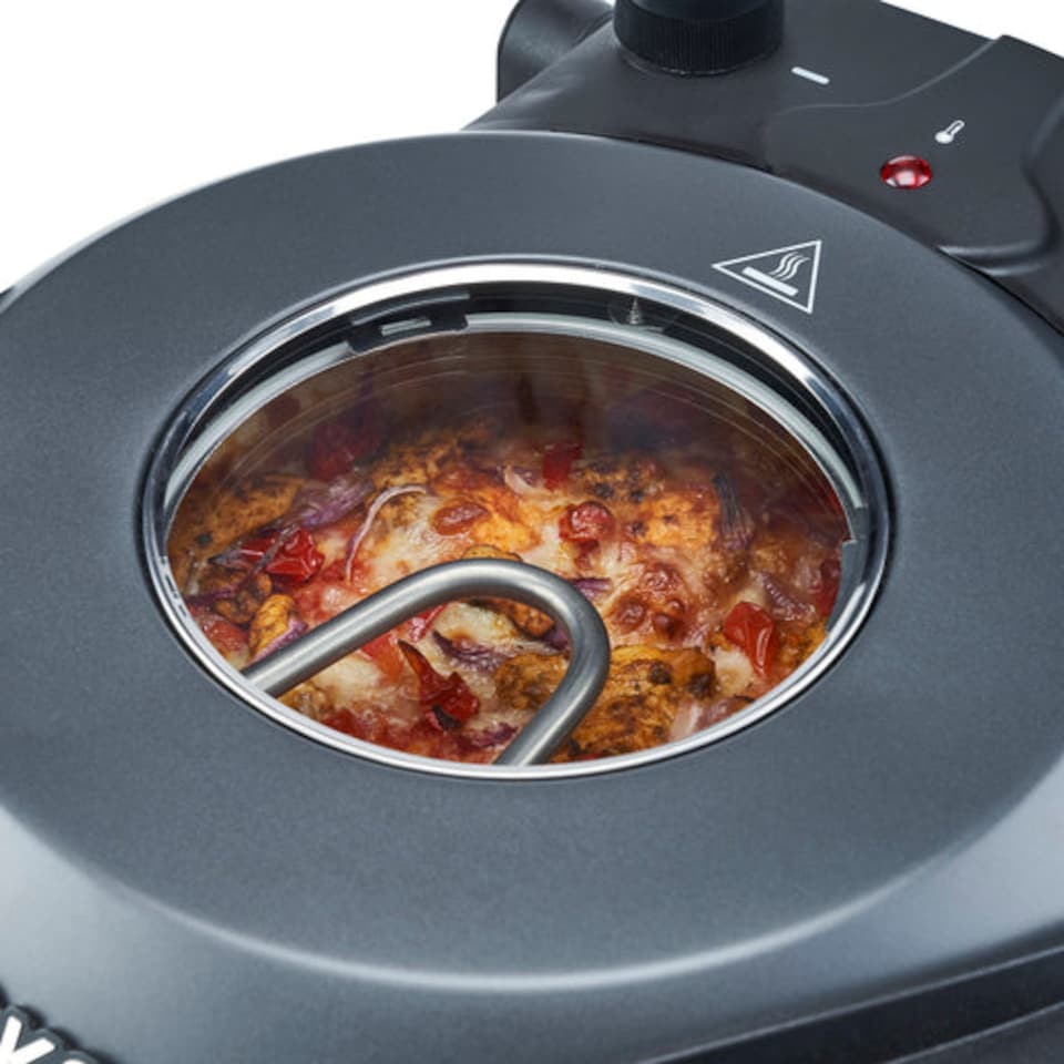 image 1 of Cooks Professional Electric Pizza Oven with Stone Base, Window, Paddles & Baking Sheet | Grey