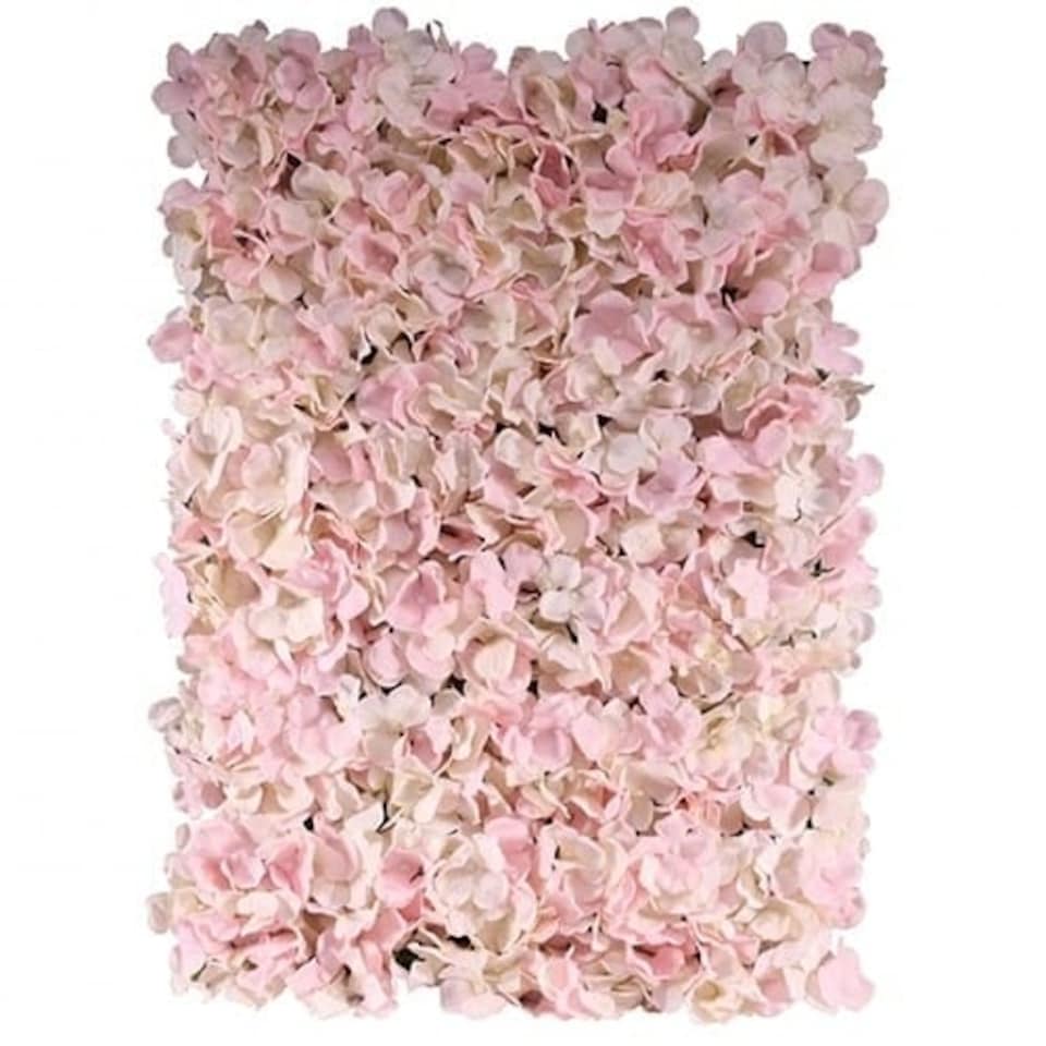image 1 of Pink Artificial Hydrangea Silk Flower Wall Panel 60cm x 40cm