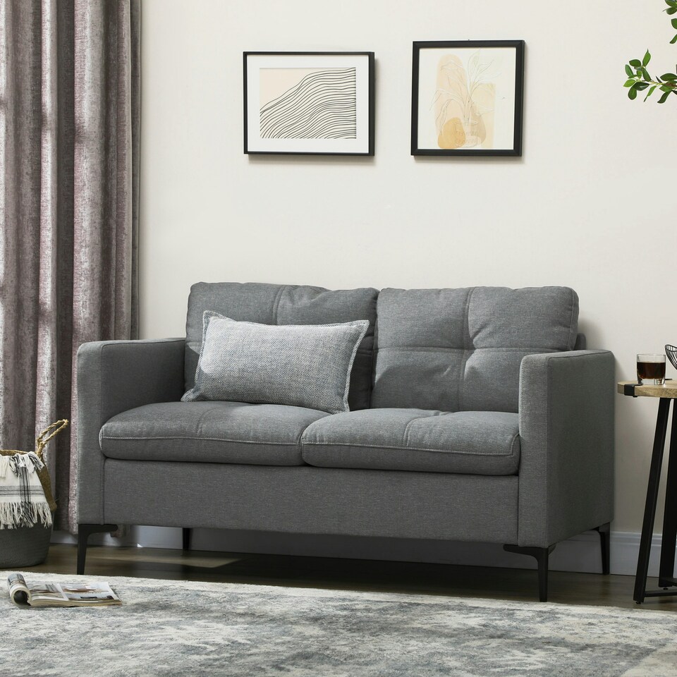 image 1 of HOMCOM Modern Loveseat Sofa Upholstered 2 Seater Settee for Living Room Bedroom