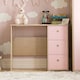 image 2 of Junior Vida Neptune 3 Drawer Desk Computer Desk Home Workstation, Pink & Oak